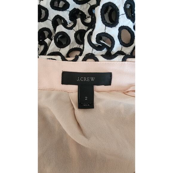 J.CREW Punched Out Eyelet Embroidered Cream Black A Line 28×22 Skirt Size 2 - Picture 7 of 9